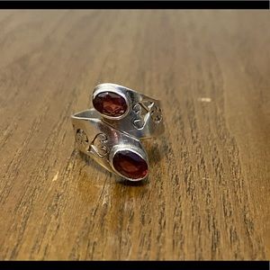 Sterling Silver and garnet ring